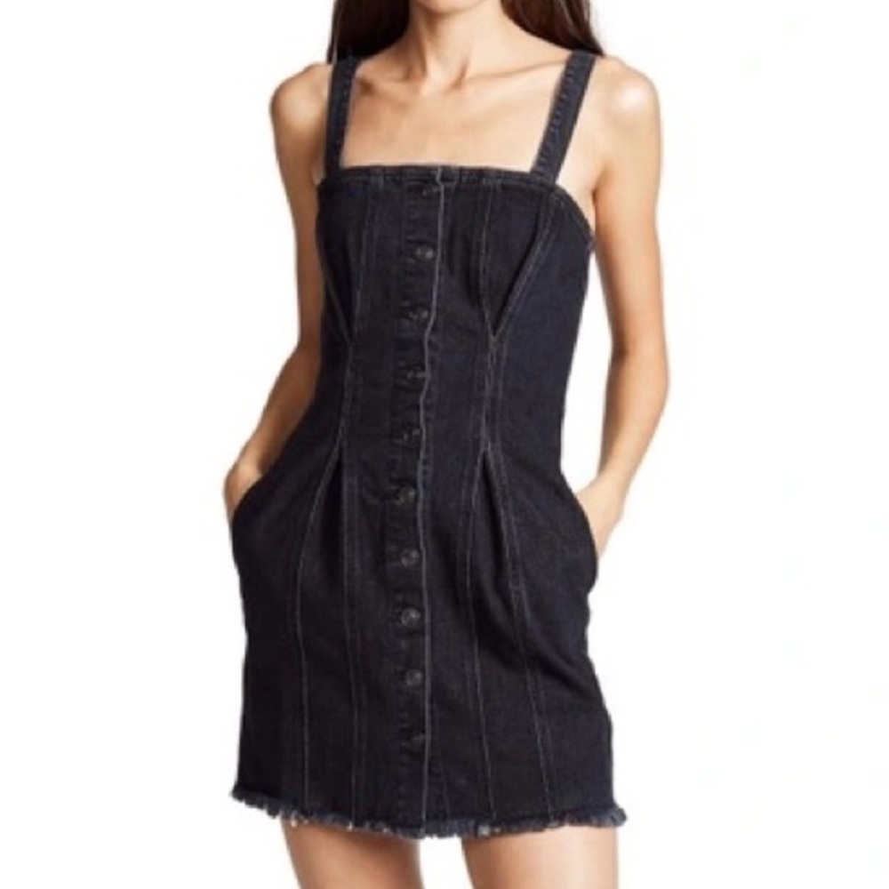 Current Elliott Black Denim the corset Mini Dress